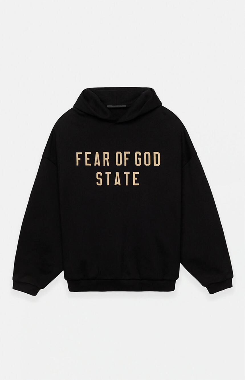 FEAR OF GOD Essentials Size Small Black State Fleece Pullover Hoodie